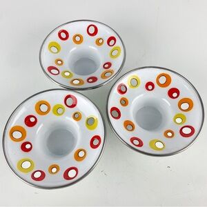 3 Vintage 80s Ikea Enamel Tea Light Multicolor Candle Holders Space Age Mid Cen